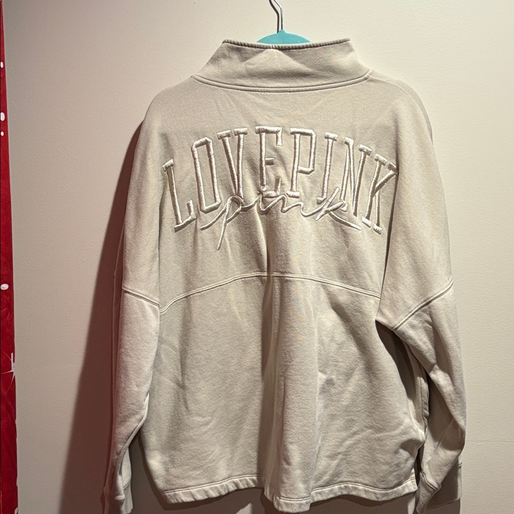 PINK Victoria's Secret Beige Half-Zip Sweatshirt